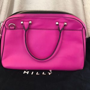 Milly fuschia bag w silver hardware 11x8x4
